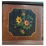 Vintage Wooden Sewing Box on Casters with Floral Inlay