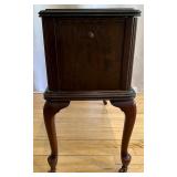 Vintage Wooden Sewing Box on Casters with Floral Inlay