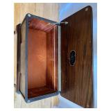 Vintage Wooden Sewing Box on Casters with Floral Inlay