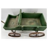 Vintage Wooden Toy Wagon with Iron Wheels