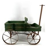 Vintage Wooden Toy Wagon with Iron Wheels