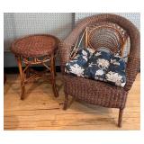 Antique Wicker Chair and Side Table Set