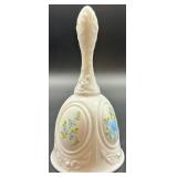 Fenton Milk Glass Bell with Hand-Painted Floral Design, Signed by Artist