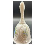 Fenton Milk Glass Bell with Hand-Painted Floral Design, Signed by Artist