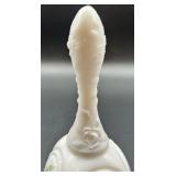 Fenton Milk Glass Bell with Hand-Painted Floral Design, Signed by Artist