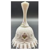 Fenton Milk Glass Bell Handpainted by S. Mullins