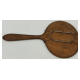Antique Wooden Textile Spools and Oval Hand MirrorÂ 