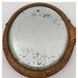 Antique Wooden Textile Spools and Oval Hand MirrorÂ 