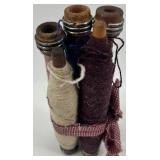 Antique Wooden Textile Spools and Oval Hand MirrorÂ 