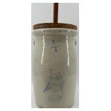 Vintage Union Stoneware Birch Leaf Red Wing Butter Churn with Lid and Dasher