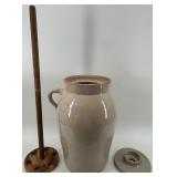 Unmarked Redwing Stoneware Butter Churn with Lid and Plunger