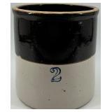 Robinson Ransbottom Stoneware Crock with Black Glaze, 2 Gallon