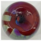 Handcrafted Marbled Glass Vase with Swirl Design, signed by Artist