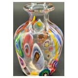 Murano Glass Vase with Millefiori Design