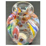 Murano Glass Vase with Millefiori Design
