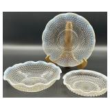 Set of 3 Fenton Moonstone Hobnail Dishes