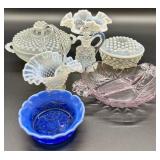 Collection of Moonstone Fenton Hobnail Glassware Pieces