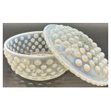 Collection of Moonstone Fenton Hobnail Glassware Pieces