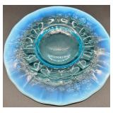 Fenton Ice Blue Glass Plate and Bowl Set with Grape Motif