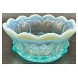 Fenton Ice Blue Glass Plate and Bowl Set with Grape Motif
