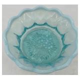 Fenton Ice Blue Glass Plate and Bowl Set with Grape Motif