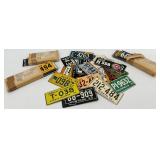 Collection of Vintage Mini Bicycle License Plates from Various States and Years