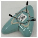 Pair of Vintage Atomic Era Ceramic Ashtrays - Black & Teal Las Vegas Souvenir