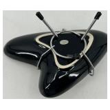 Pair of Vintage Atomic Era Ceramic Ashtrays - Black & Teal Las Vegas Souvenir