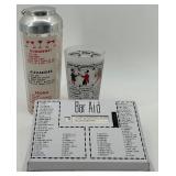 Vintage Bar Cocktail Shaker, Bar Aid table top Recipes and Tumbler