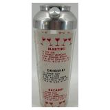 Vintage Bar Cocktail Shaker, Bar Aid table top Recipes and Tumbler