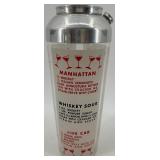 Vintage Bar Cocktail Shaker, Bar Aid table top Recipes and Tumbler