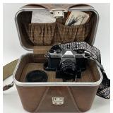 Pentax K1000 SLR Camera with Vintage Marsand Leather Camera Bag