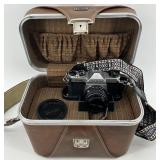 Pentax K1000 SLR Camera with Vintage Marsand Leather Camera Bag