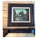 M. Bradley Framed Artwork with Ornate Wooden Shelf