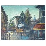 M. Bradley Framed Artwork with Ornate Wooden Shelf