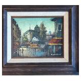 M. Bradley Framed Artwork with Ornate Wooden Shelf