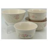 Set of 4 Pfaltzgraff Mixing Bowls with Rose Tea Floral Design