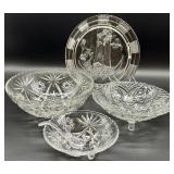 Set Anchor Hocking Pressed Glass Bowls and Platter