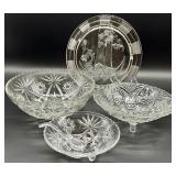 Set Anchor Hocking Pressed Glass Bowls and Platter