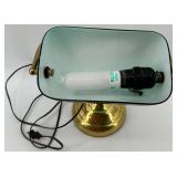 Vintage Bankers Desk Lamp with Green Glass Shade