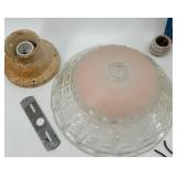 Lot of Vintage Glass Light Fixture Covers with Mounting Hardware