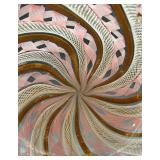 Vintage Pink and Gold Murano Latticino Glass Centerpiece Bowl