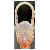 Antique Fenton Glass Basket with Floral Design