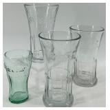 Collection of 4 Coca-Cola Glasses with Classic Branding