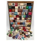 Large Vintage Collection of Matchbooks in Display Case