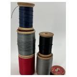 Vintage Sewing Collection with Spools, Thimbles, and Buttons