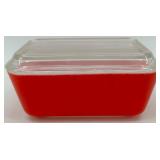 Vintage Pyrex Red Refrigerator Dish with Glass Lid