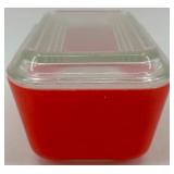 Vintage Pyrex Red Refrigerator Dish with Glass Lid