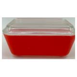 Vintage Pyrex Red Refrigerator Dish with Glass Lid