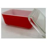 Vintage Pyrex Red Refrigerator Dish with Glass Lid